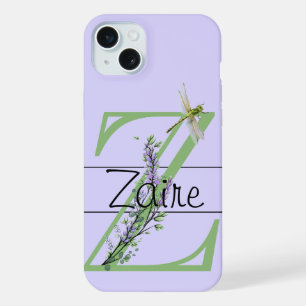 Alfabeto monograma Z Lavanda Eucalipto Libélula