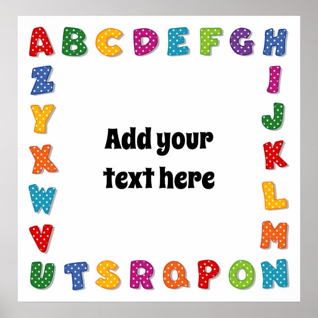 Alfabeto Poster no Bolinhas, adicione seu texto (Frente)