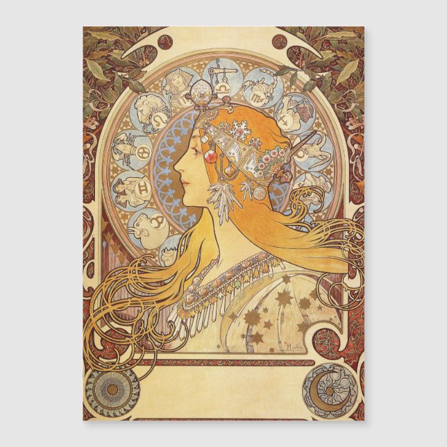 Alfonse Mucha Zodiac Art Nouveau Mulher (Frente)