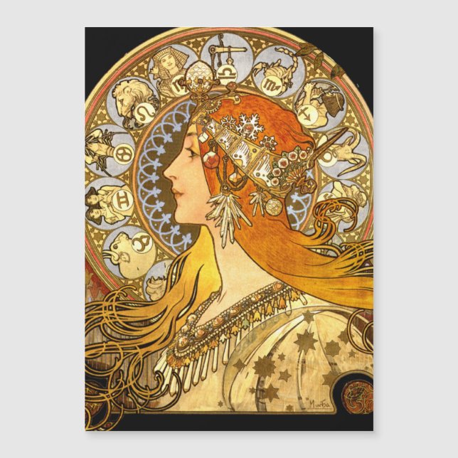 Alfonse Mucha Zodiac Art Nouveau Mulher (Frente)