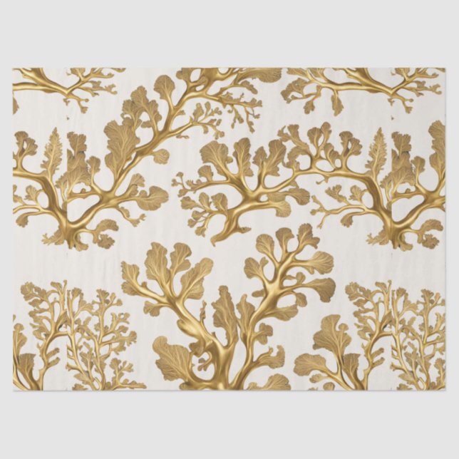 Algas Douradas em Papel Tecido de Areia Leve (Frente )