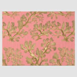 Algas marinhas Douradas em Papel Tecido Coral