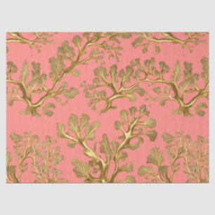 Algas marinhas Douradas em Papel Tecido Coral