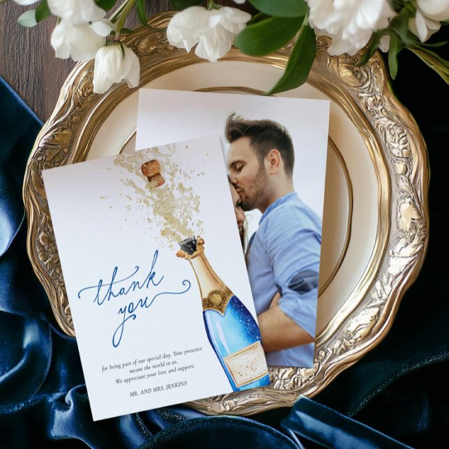 Algo Azul Antes de Fazer Cartão de Agradecimento d (Something Blue Before I do Photo Thank you card)