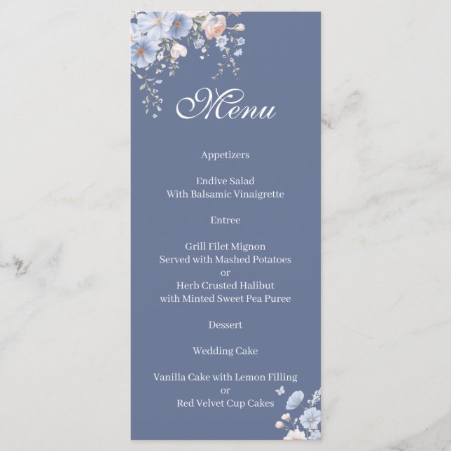Algo azul floral Menu (Frente)