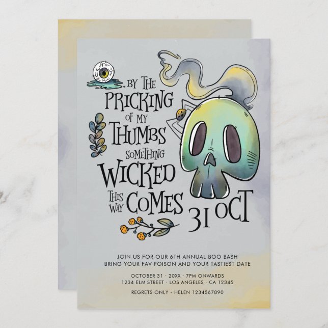 Algo Má Festa de Halloween Convite Simples (Frente/Verso)