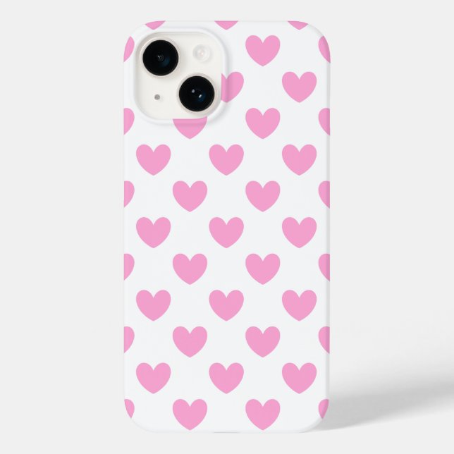 Algodão Candy Polka cor-de-rosa com corações branc (Verso)