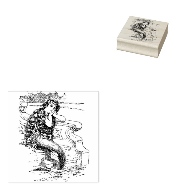 Algodão - Carimbo De Borracha De Sereia (Carimbado)