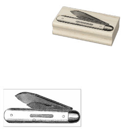Algodão - Carimbo De Borracha Vintage Pocket Knife