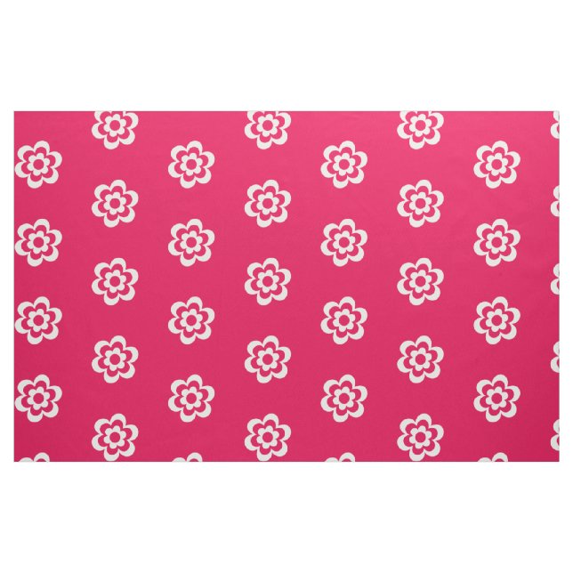 Algodão Composto Vermelho Com Tecido De Flor Branc (Fat Quarter)