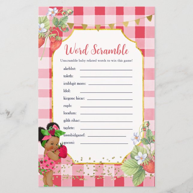 Alguém Berry Sweet Strawberry Word Scramble Game (Frente)