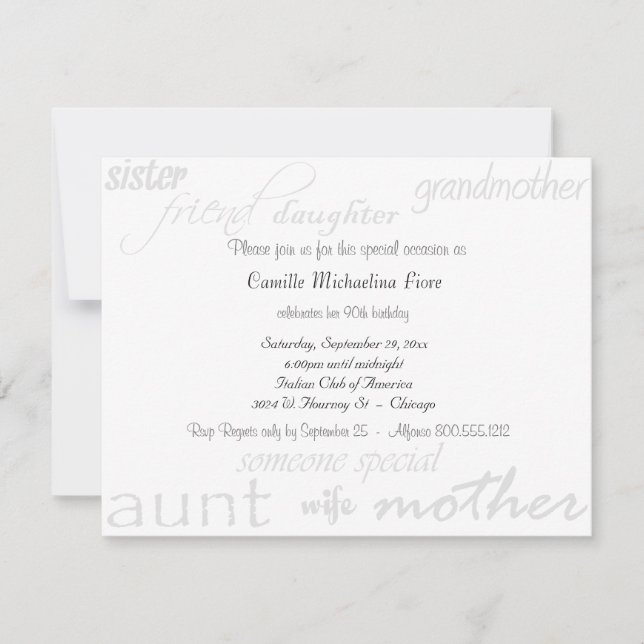 Alguém - fêmea - convite especial do aniversário (Frente)