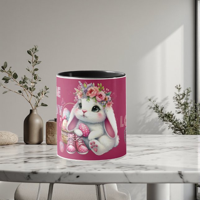 Algum Coelhinho Me Ama Caneca Personalizada Primav (Some Bunny Loves Me Whimsical Spring Personalized Mug)