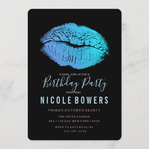 ALGUMA IDADE - convite azul dos lábios da festa d