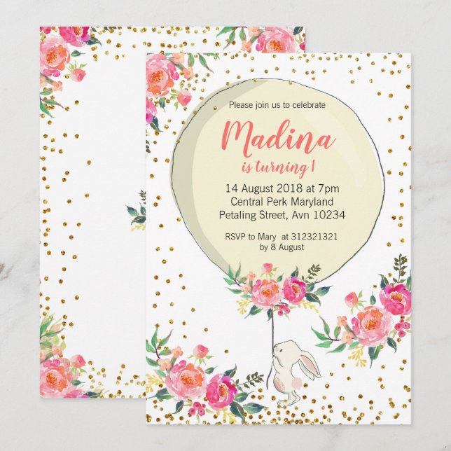 Alguns convites para o aniversário de Primavera de (Frente/Verso)