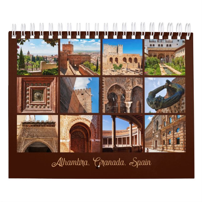 Alhambra, Granada, Espanha Calendário de 12 Meses (Capa)