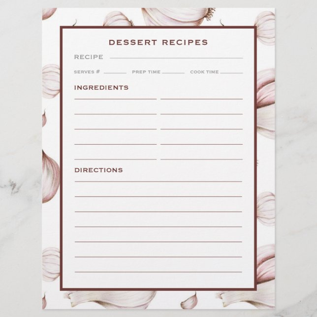 Alho | Branco simples | Página Receita do Deserto (Frente)