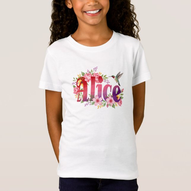 Alice - Camisa Personalizada - Para Crianças (Frente)