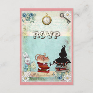 Alice & Cheshire Cat RSVP Traga um Chá de fraldas 