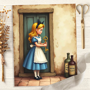 Alice e a Chave Pequena Porta Papel Scrapbook