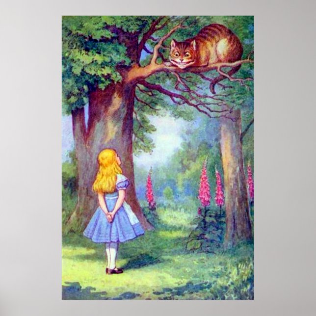 Alice e o Poster de Cheio de Gato de Cheshire (Frente)
