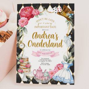 Alice no Convite de aniversário da Terra Maravilha
