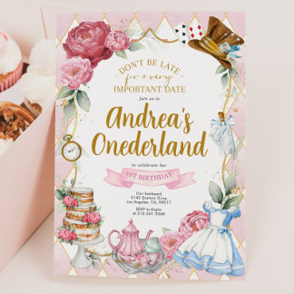 Alice no Convite de aniversário da Terra Maravilha