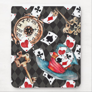 Alice no Mousepad Wonderland com Relógio, Cartões