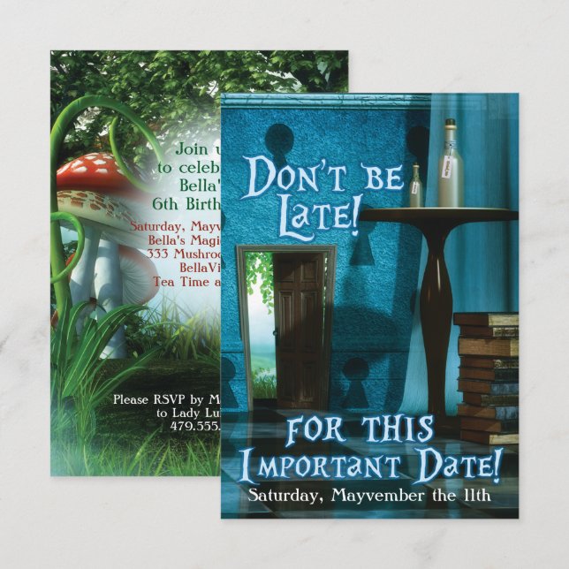 Alice no País das Maravilhas inspirou convite para (Frente/Verso)