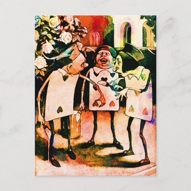 Alice no País das Maravilhas Jogando Cartões Aquar (Frente)