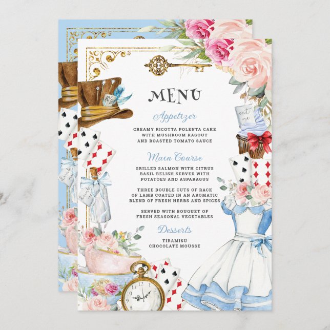 Alice no País das Maravilhas, Menu Chá de fraldas  (Frente/Verso)