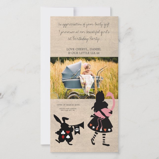 Alice no País das Maravilhas Obrigado Cartão com f (Frente)