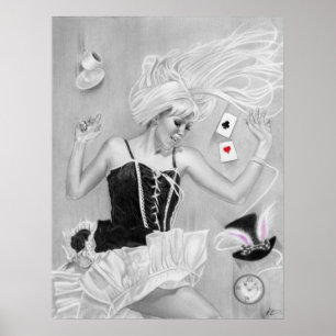 Alice no poster de queda do país das maravilhas