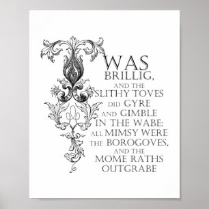 Alice no sinal do poster do poema de Jabberwocky
