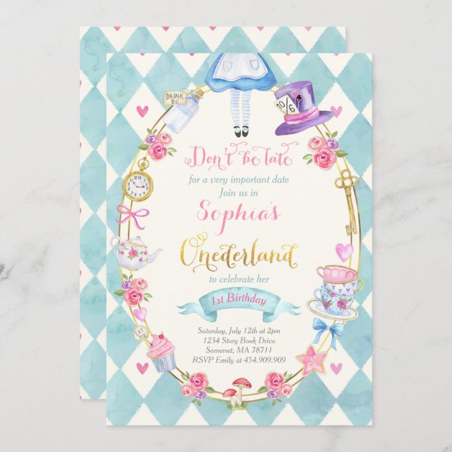 Alice No Sozinho Aniversário do Dia do Convite à F (Frente/Verso)