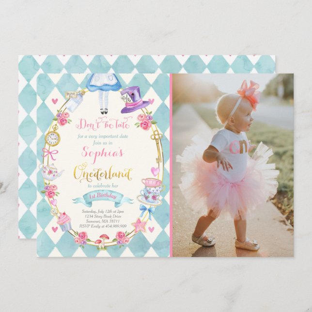 Alice No Sozinho Aniversário do Dia do Convite à F (Frente/Verso)