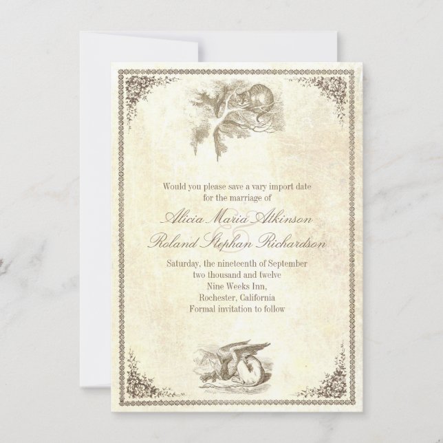 Alice nos cartões salve a data das maravilhas (Frente)