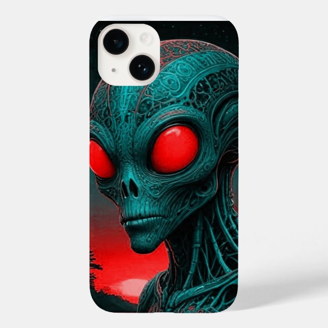 Alienígena com tema iPhone 14 capa de telefone (Verso)