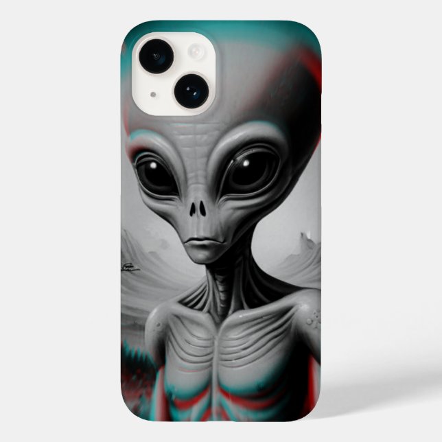alienígena com tema iPhone 14 capa de telefone (Verso)