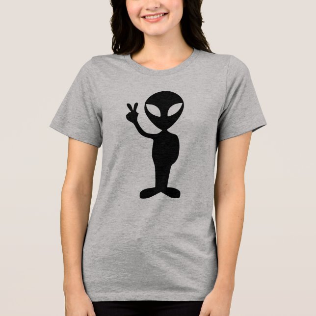 Alienígena, dando sinal de paz, camiseta (Frente)