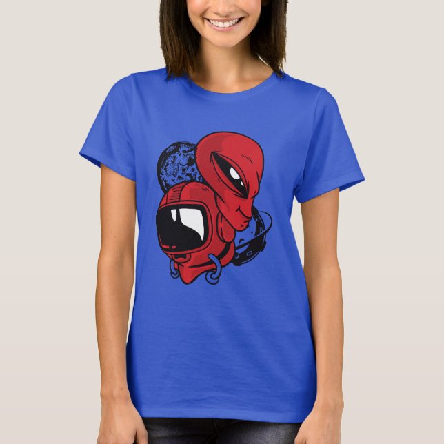 Alienígena e Camiseta da Cabeça de Astronauta (Frente)