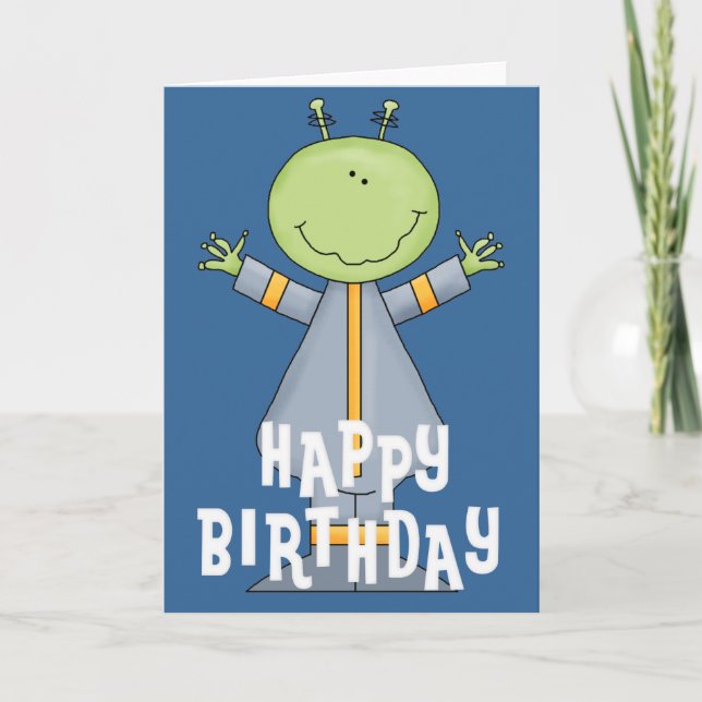 Alienígena Feliz Aniversário Cartão Saudável para  (Frente)