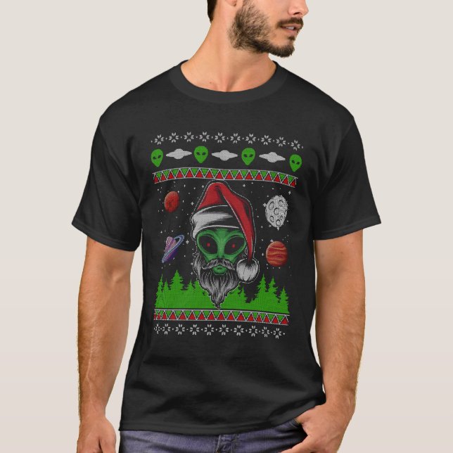 Alienígena OVNI ET Paranormal Suéter de Natal (Frente)