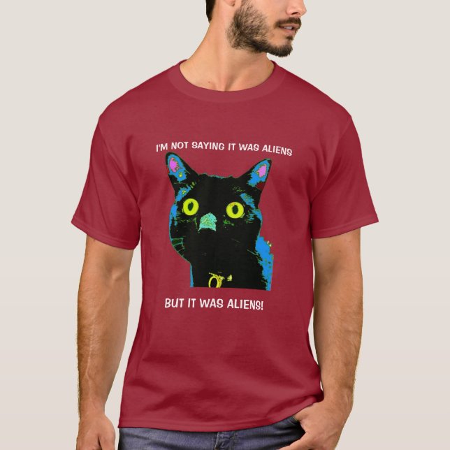 Aliens do gato preto! t-shirt (Frente)