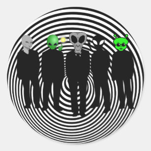 Aliens em adesivos pretos