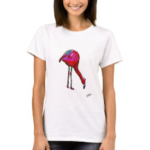 Alimentando Flamingo Na Camisa Abstrato