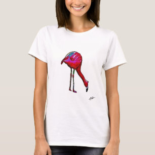 Alimentando Flamingo Na Camisa Abstrato