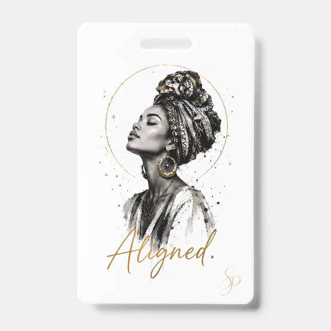 Alinhado. Crachá Edição Especial | Boho Art  (Frente)