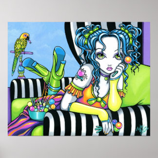 "Alisha" Candy Rainbow Parrot Fae Art Poster