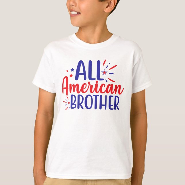 "All American Brother 4 de julho T-Shirt for Kids" (Frente)